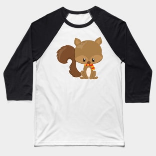 Cute Squirrel, Baby Squirrel, Squirrel With Scarf Baseball T-Shirt